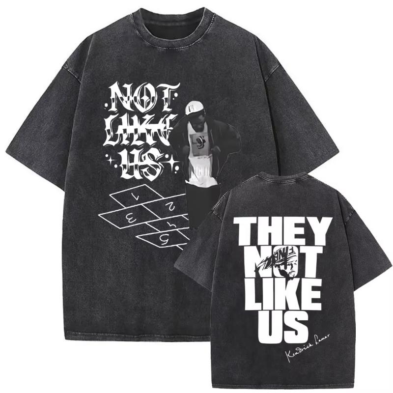 T-shirt Vintage Lavata Edizione Limitata Rapper Kendrick Lamar They Not Like Us Estate Unisex Donna Hip Hop Oversize Street Girocollo Maglietta