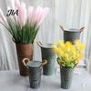 Decoratieve Boerderij Bloemenkan Vintage Metalen Emmers, Rustieke Vazen met Handvatten, Bloemencontainers, Brede Retro Woondecoratie Ornament Mond