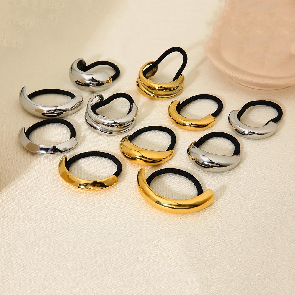 

INS Style Metallic Stainless Steel Hair Tie: Geometric Elastic Ponytail Accessory