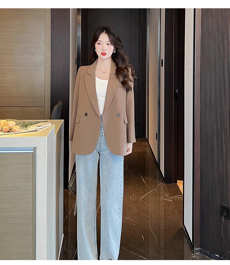 2026 Autumn Korean Street Style Loose Coffee Suit Jacket for Women