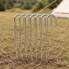 Camping Tent Stakes with a Pointed Ground End and J-Bend Head, Steel 8-Piece Set for Shelter Cord, Tarps, and Canopies