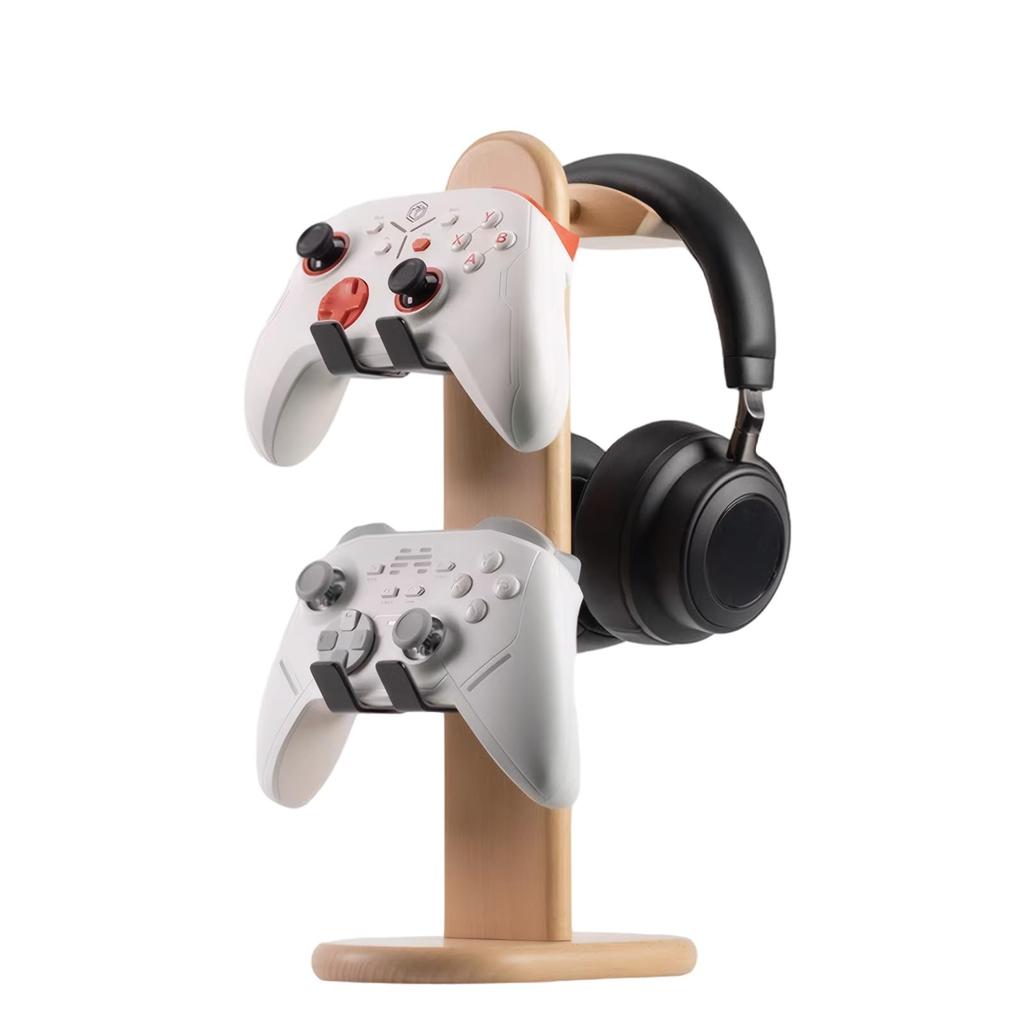 Sakulaya Kontrollerholder, Stilig Kontrollerstativ i Tre, Hodetelefonstativ, Oppbevaringsstativ for Spillkontrollere, Headsetstativ, Skrivebordsorganisator for Gaming,