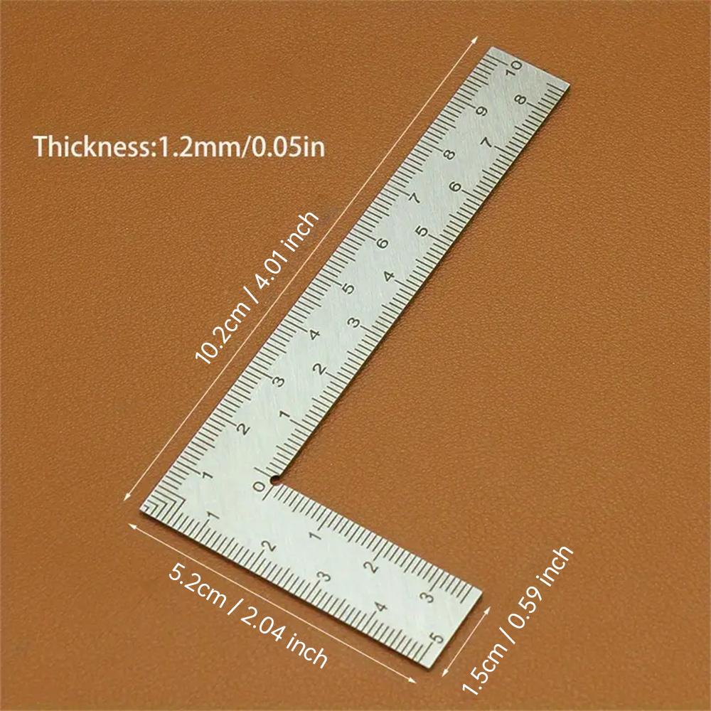 

1/2pcs Stainless Steel L-Shaped Double-Sided Precision Scale Ruler High-Accuracy Measuring Tool for Leather Design, Metal Materi