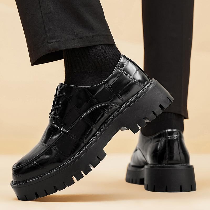 Men's Big Size Thick Sole Height Increasing Business Casual Lace Up Leather Shoes Formal Wedding Oxford Shoes For Men Shoes