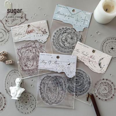 Galaxy Museum Series Stanzaufkleber - Sugar Poem PET-Collagekarte, 10 Blatt Grundmuster-Hintergründe