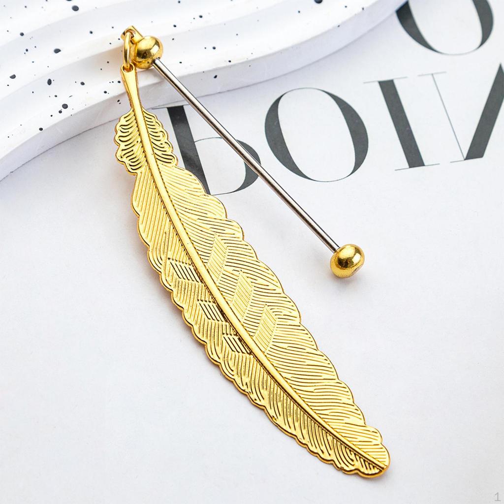 Metal Feather Bookmark, DIY Beadable Hook Book Marker for Kids, Adults