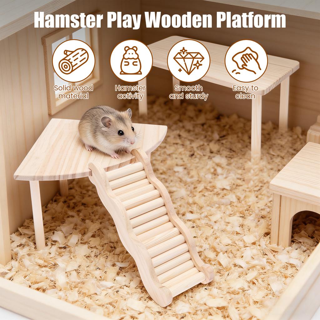 Wooden Hamster Ladder Platform Jumping Board Playground Hamster Climbing Stairs Toy Cage Accessories for Gerbils Small Pets