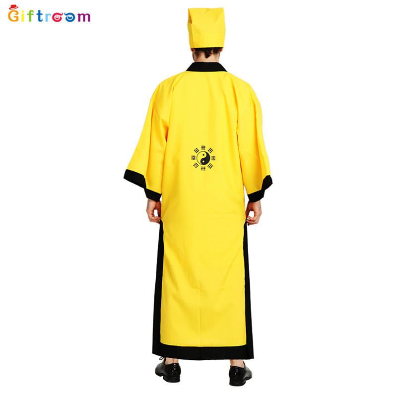 Halloween Scary Costume For Men Featuring A Bewitching Taoist Robe And Hat
