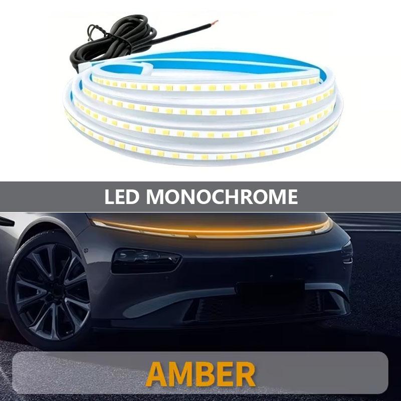 LED Daytime Running Light Scan Starting Car Hood Atmosphere Light Strip 180CM Waterproof Auto Exterior Decorative Ambient Lamp