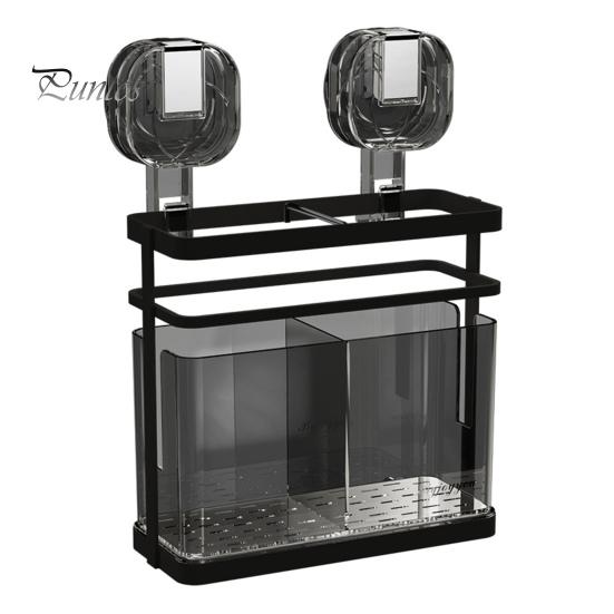 

Подставка для кухонных принадлежностей с присоской, держатель для палочек для еды, большой емкости, установка без сверления, настенный органайзер для кухни с присоской, не требующий сверления чёрный