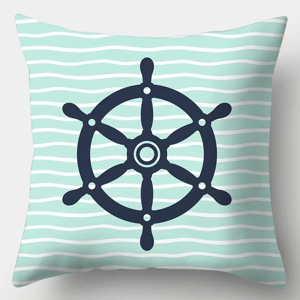 Sailor Style Pillowcase 45cmX45cm Square Sofa Pillow Cover Ocean Theme Cushion
