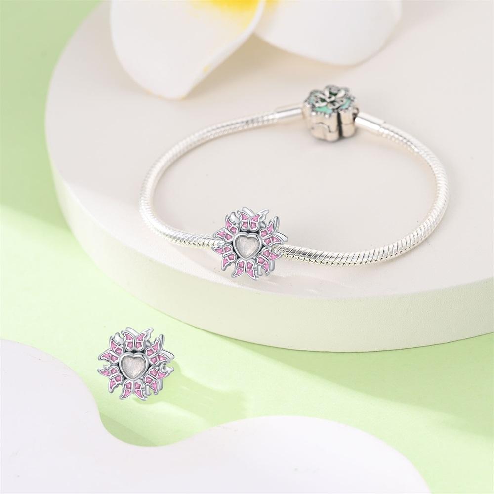 Charms Original Copper Plated Luminous Butterfly Plant Insect Beads Fit Bracelet Diy Gift Women Delicate Jewelry