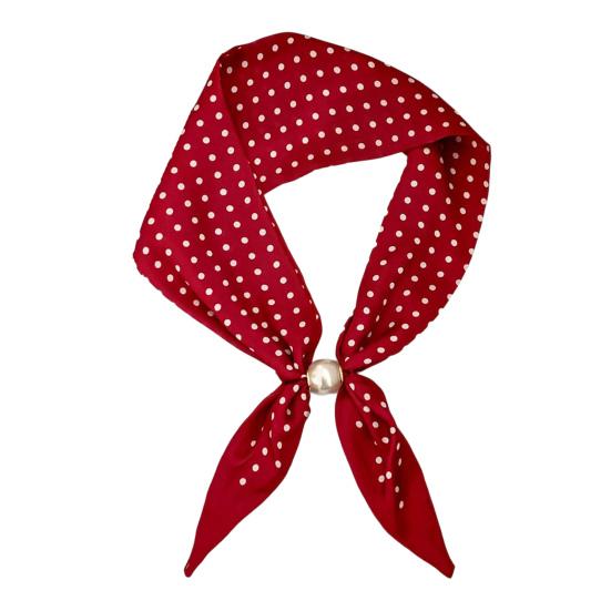 Seidenschal Imitation Perle Magnetischer Verschluss Nackenwickel Streifen Punktmuster Schal für kühles Wetter Accessoire