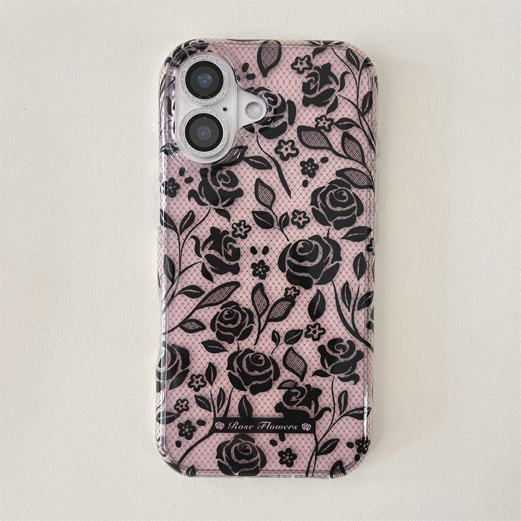 Anti-Drop Simple Lace Rose Phone Case for iPhone 14/13/12/11 Pro Max