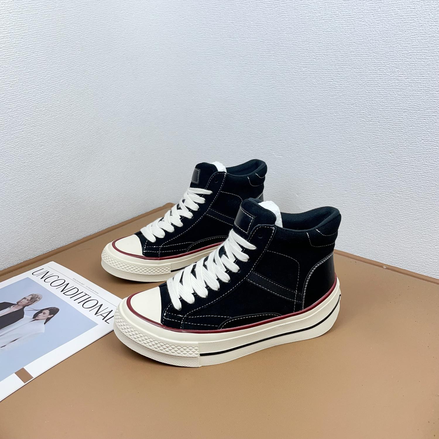 

Thick-soled retro red high-top shoes for women s autumn and winter new casual shoes, soft-soled huge good-looking little white board shoes 40