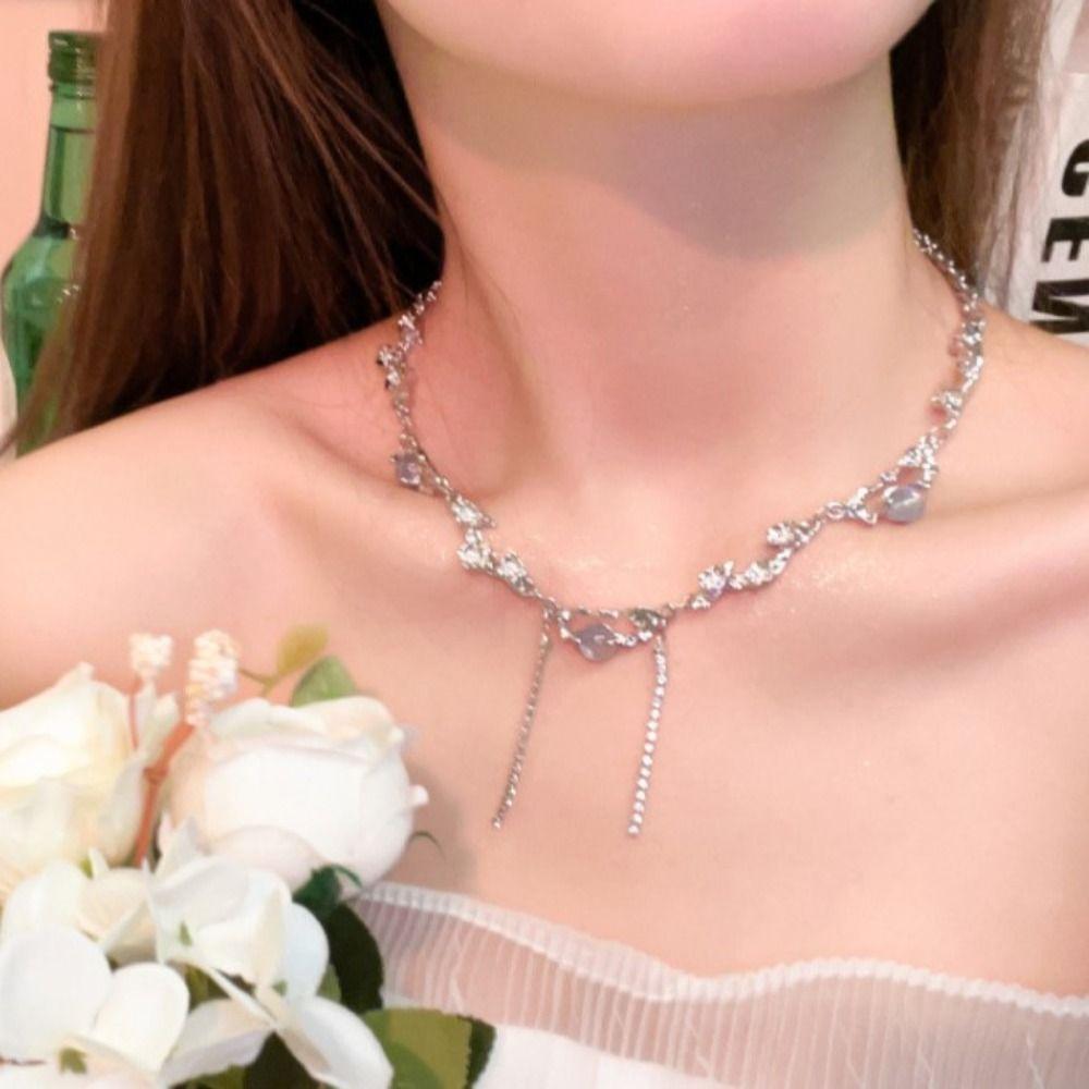 

Серебряное колье-колье с цирконом, женское ожерелье, изысканное колье-колье, подарок на день рождения