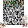 DIY Coloring Blanket With 24 Color Acrylic Markers Floral Theme Cloth Painting Throw Blanket For Sofa Bedroom Decor Gift