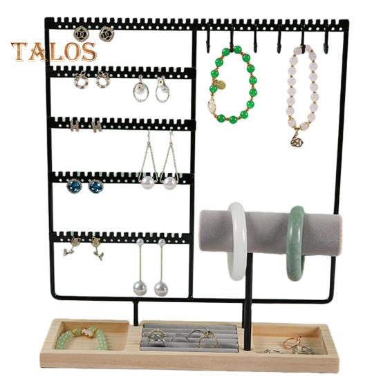 

Стійка для зберігання ювелірних виробів Велика місткість Стенд для демонстрації ювелірних виробів Знімна дерев’яна основа Браслет Намисто Годинник Сережки Організаційний тримач Стійкий чорний