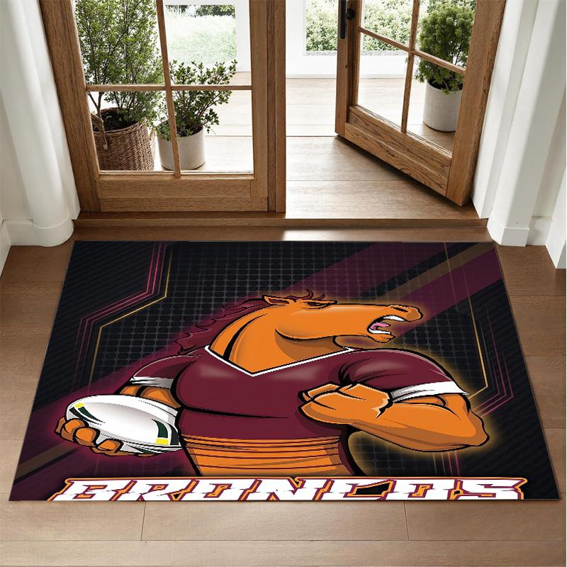 Brisbane Broncos Design Crystal Velvet Rug Soft Decorative Mat for Bedroom Entrance
