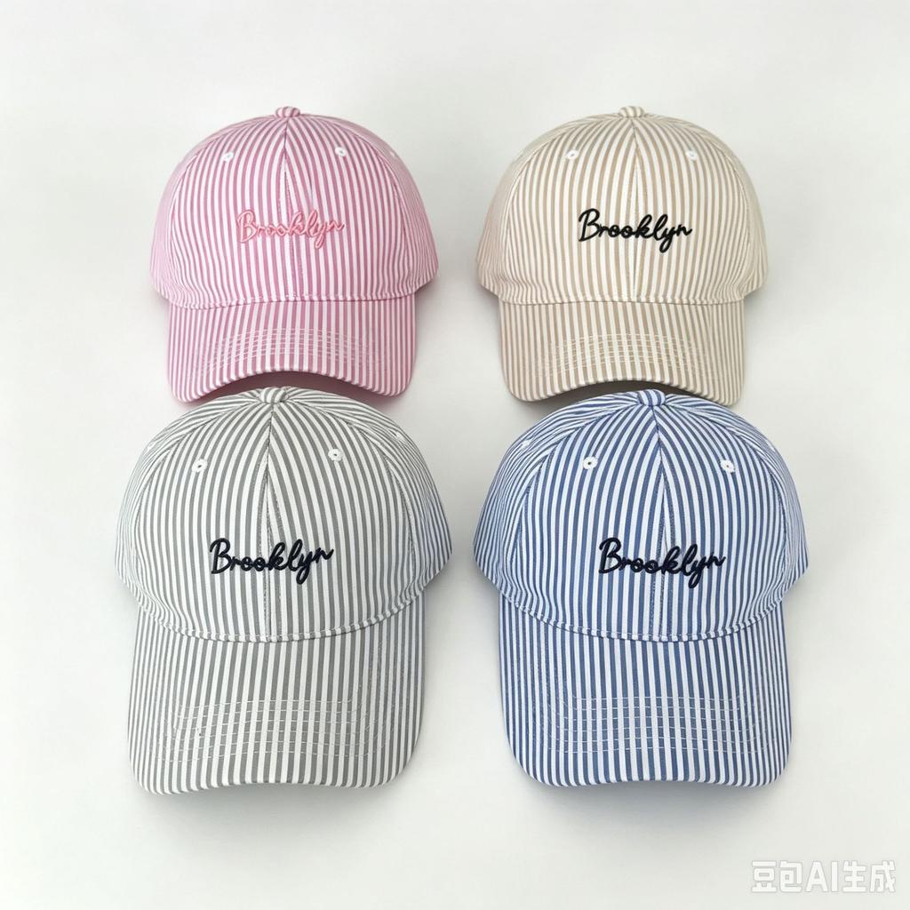 Fashion Hat Stripe Embroidery Brooklyn Baseball Cap Men's and Women's Summer Sunscreen Versatile Cap Trendy