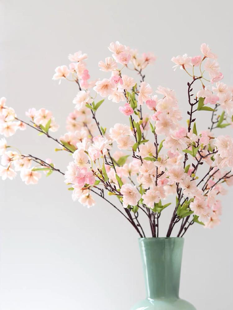 Pink Silk Cherry Blossoms Artificial Flowers Stems Spring Artificial Floral Arrangement Wedding Decoration Faux Flowers