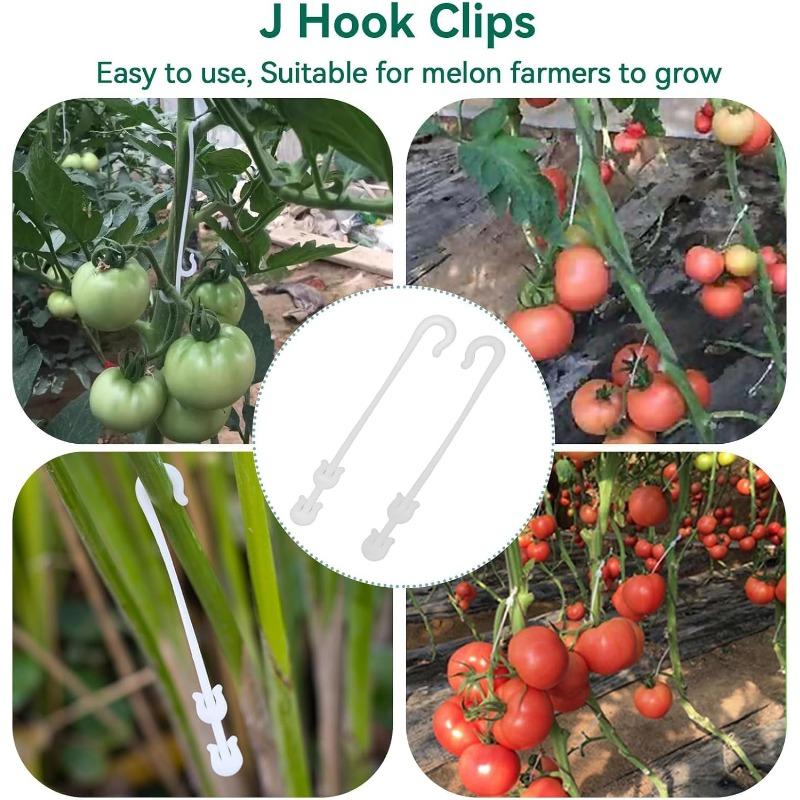 20 Stück Tomatenstütz-J-Haken Kunststoff-Pflanzenkletterranken-Clips Gartenstützhaken für Gewächshaus Freilandlandwirtschaft