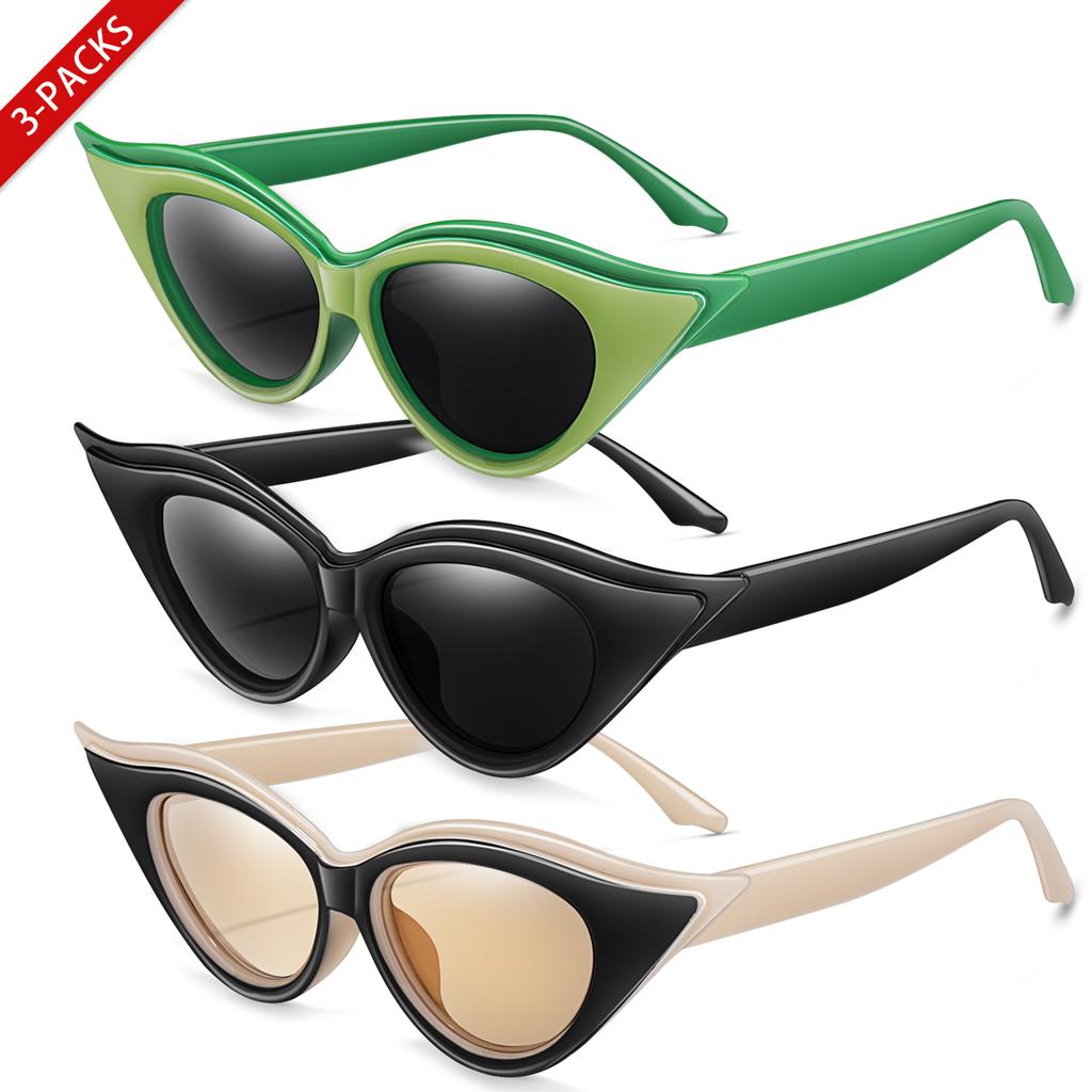 2Pairs/3Pairs Fashion Vacation Eyeglasses Men Women Sexy Cat Eye Shades OutdoorParty Golf Beach Vocation Multiple Outfits