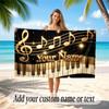 Music General Theme Beach Towel Personalized Custom Name & Text Soft Quick Dry Beach Towel for Swimming Travel