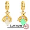 Copper Luminous Glow-In-The-Dark Firefly Pendants Charms Fits Genuine Charms Bracelet Women Do-It-Yourself Jewellery Gifts