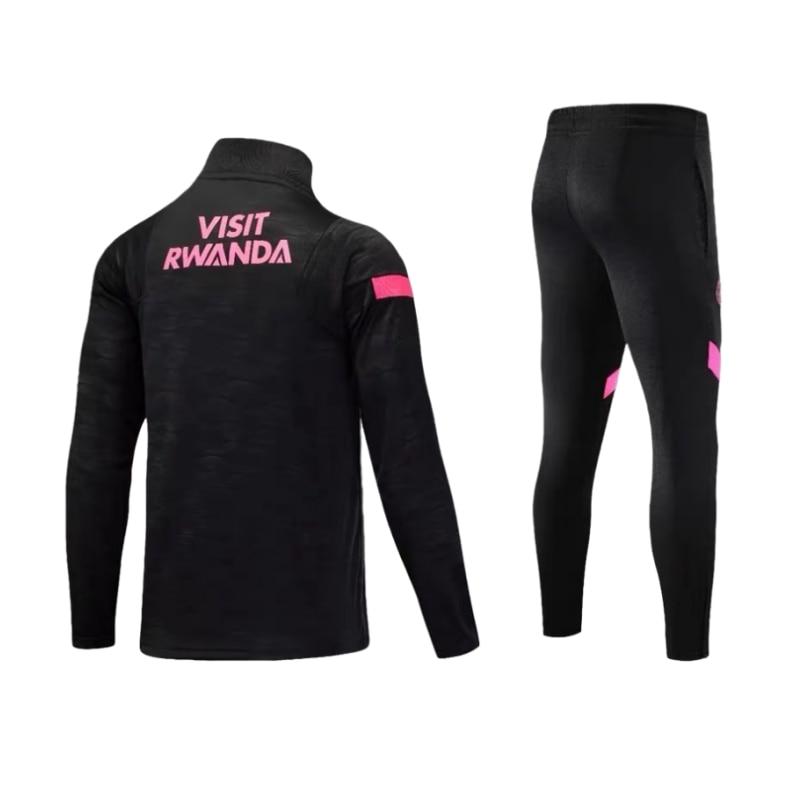 Kids Long Sleeve Sports Gear Paris Soccer Training Jersey Set YSHT Black