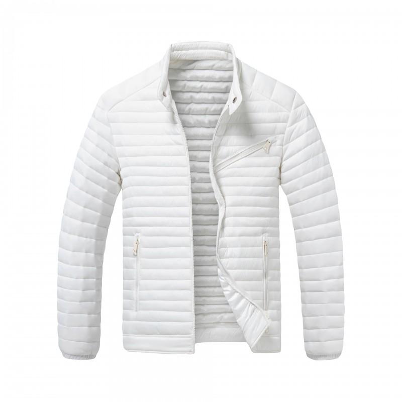 Mens Cotton Puffer Jacket Winter Stand Collar Solid Color Casual Coat