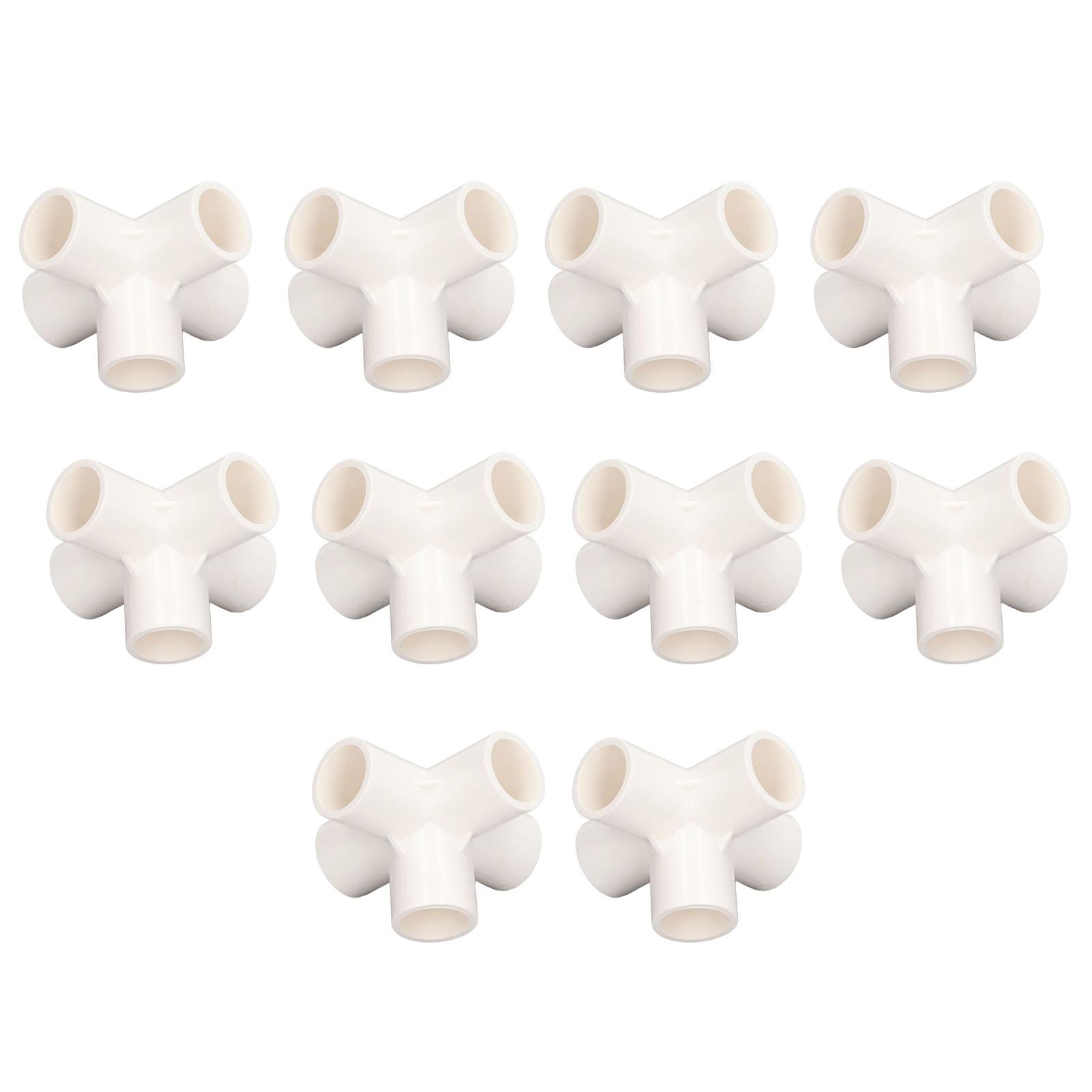 

10 Pcs PVC Pipe Fitting 20mm 5 Way Right Angle 3 Dimensional Elbow Pipe Connector for Furniture белый