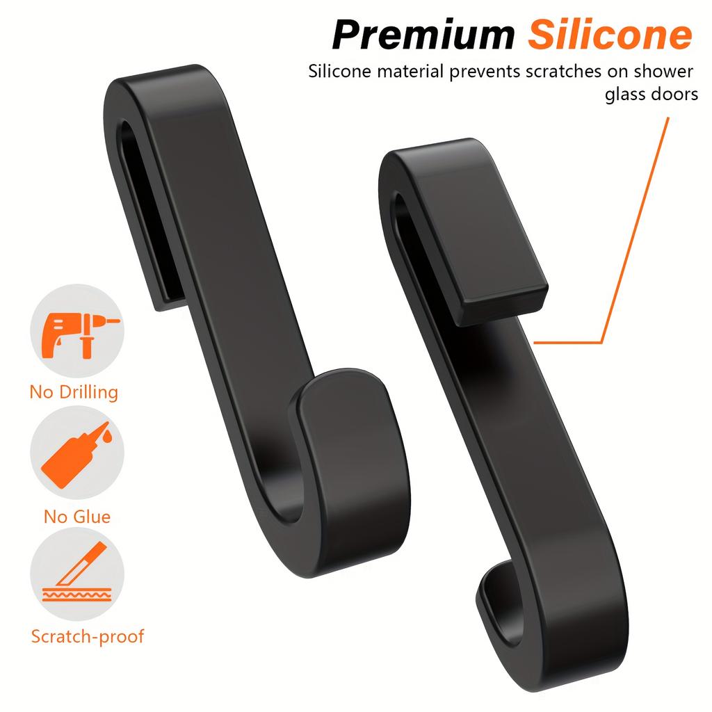 Multi-Purpose Hooks Silicone Shower Door Back Hook Hanging Rack Clothes Coat Hat Towel Hanger Storage Hook Bathroom Accessories