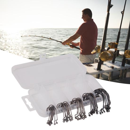 50Pcs Fishhook with Storage Box Rustproof Corrosion Resistant Easy to Use Barbed Carp Fishing Hook Outdoor Fishing Gear