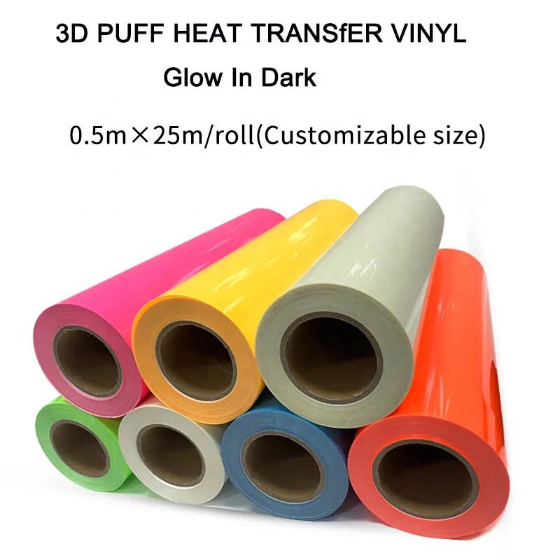DETU Luminous Heat Transfer Vinyl Foaming Film Rolls Glowing Puff HTV for T-Shirt Textile Fabric Transfer Heat Transfer Printing