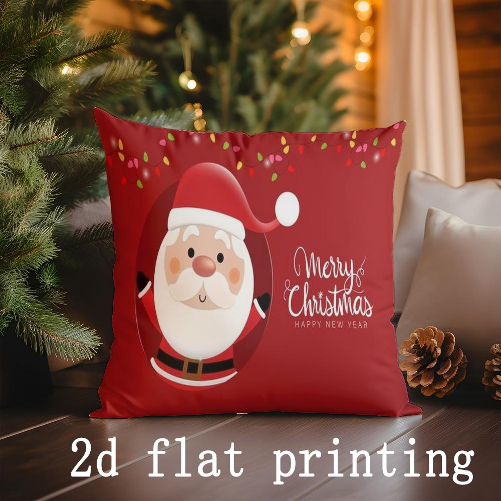 Home Decor Santa Claus Christmas Pattern Cushion Covers Pattern Cushion Cover Suitable for Sofa Bedroom Car Pillow Cover