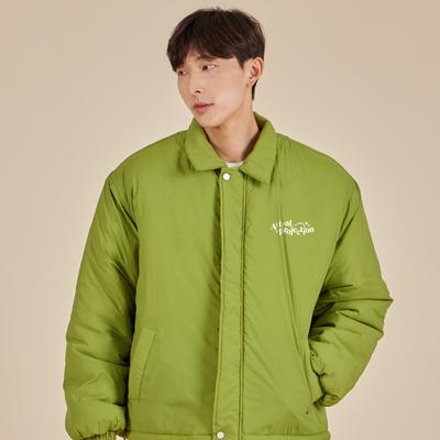 Astral Projection Magic Lettering Logo Stand Collar Padded Jacket_Olive