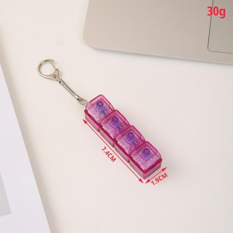Transparent Four-Button Decompression Keychain, Luminous Square Pendant, Popular Creative Toy Keychain.