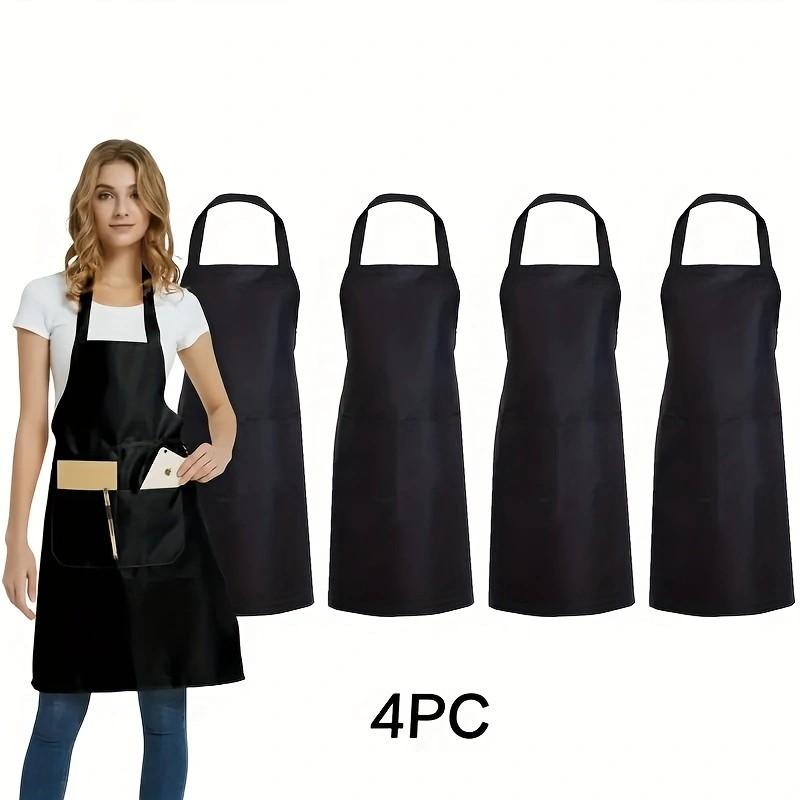 4pcs Adjustable Canvas Aprons with Pockets Comfort Fit for Cooking Chefs Waiters BBQs Hairdressers Easy Clean