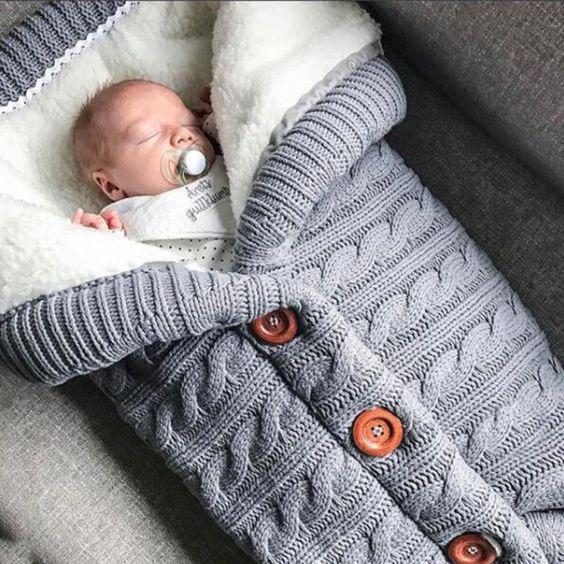 Velvet-Lined Knitted Baby Stroller Sleep Sack