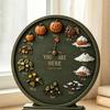 Autumn Calendar Decoration Wooden Seasonal Month Decor, Round Farmhouse Perpetual Season Clock, Gift for Lovers Pumpkin Four Seasons Tabletop Ornament