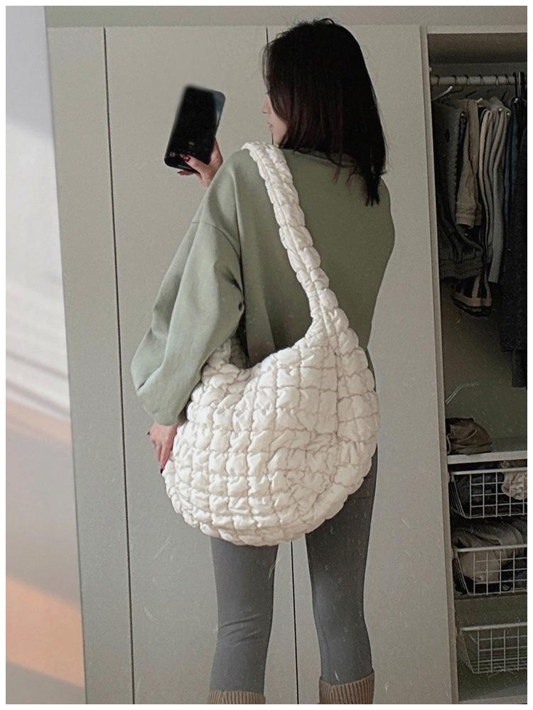 Květinová plisovaná kostkovaná vyšívaná taška na knedlíky - Velkokapacitní retro crossbody a ramenní taška
