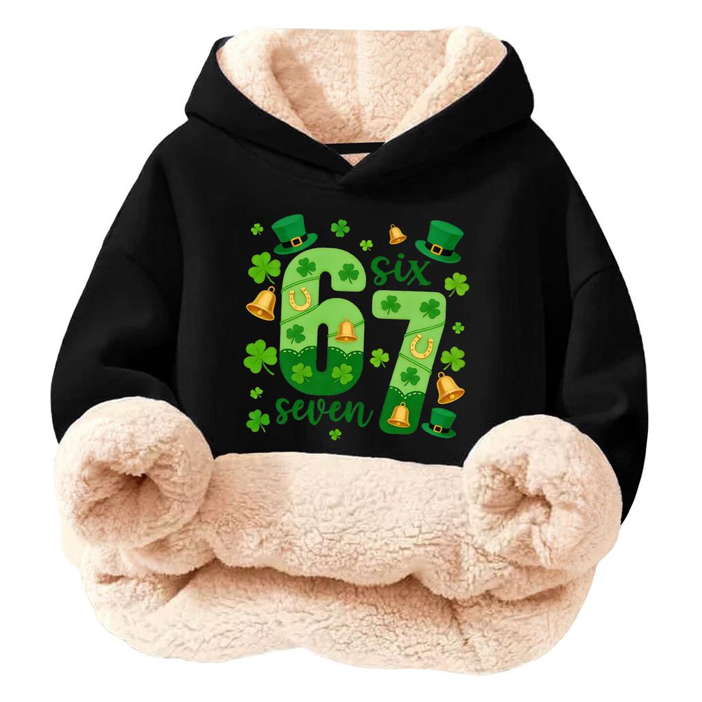 Children's Fashionable Printing Casual Fleece Hooded Loose Fit Hoodie Without Pockets