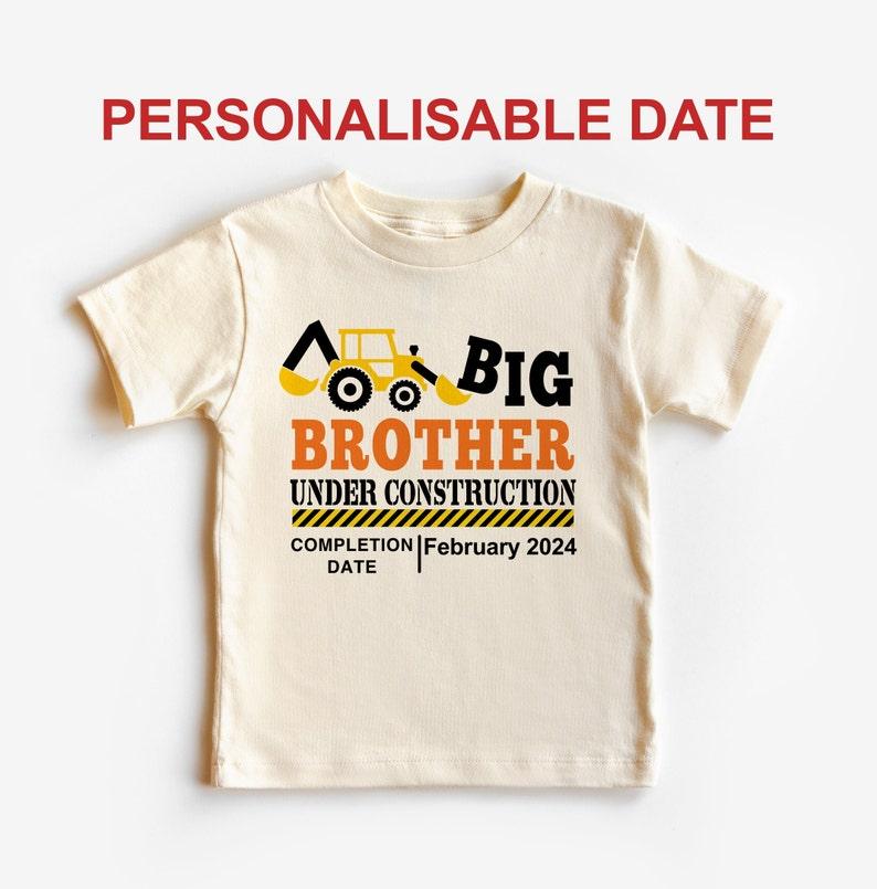 Personalisable Big Brother T-Shirt under construction, Excavator brother tee, digger shirt, Kids Brotherhood Tee, Big Brother Sibling Shirt 140