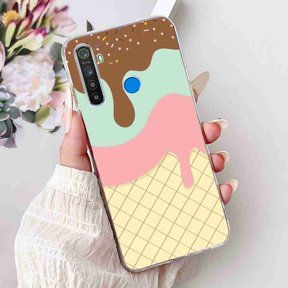 For Realme 5 RMX1911 6.5" Case Fashion Colorful Flower Soft Silicone TPU Cover For Oppo Realme5 RMX1919 Butterfly Bumper Shell