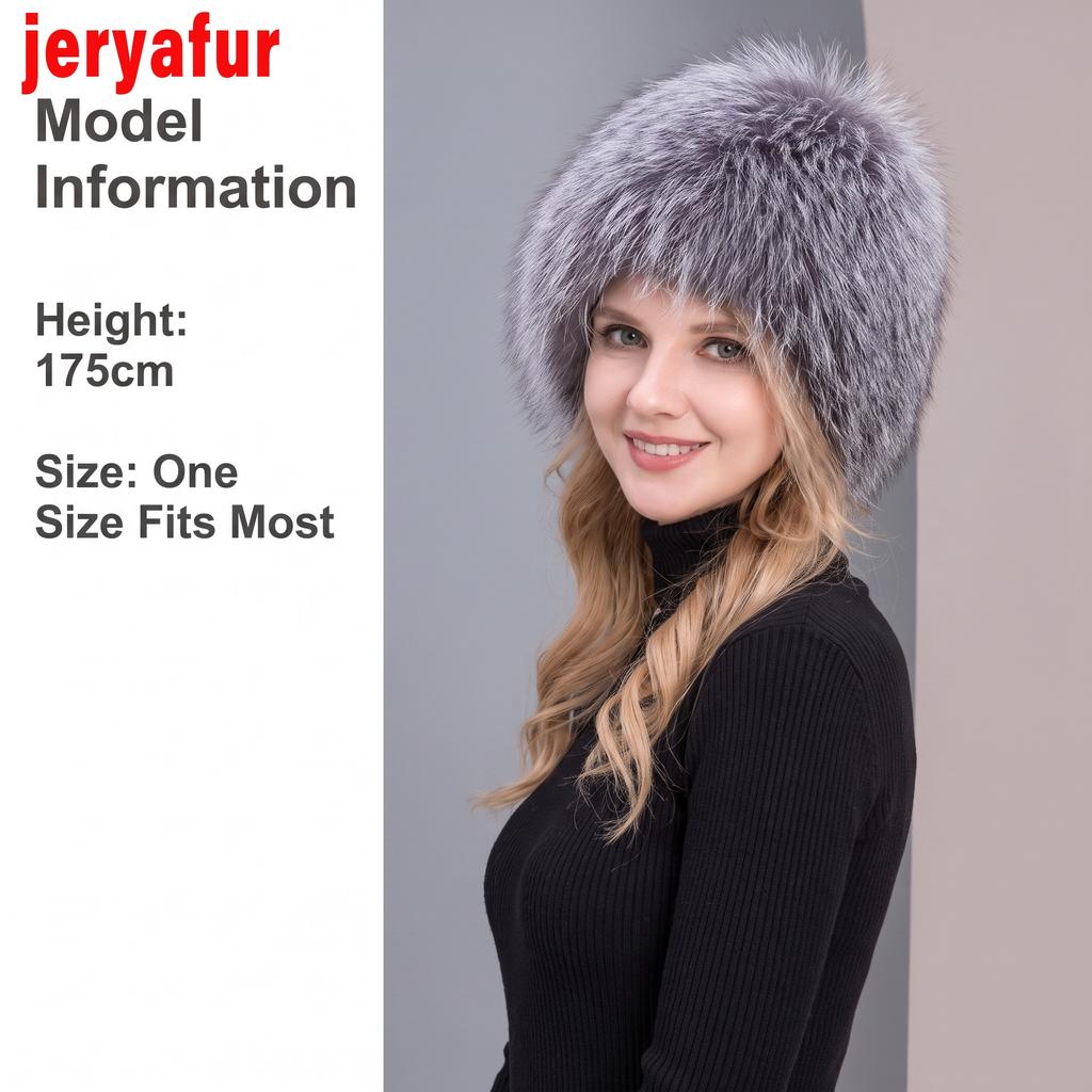 JERYAFUR Russian style women's winter imitation fox fur hat, ecological fur with lining, suitable for cold winter