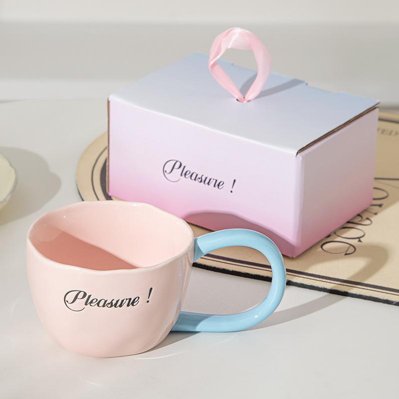 

Нишевой Дизайн Чувство Кофейная Чашка Кружка Керамическая Высоко выглядящая Чашка для Питья Бытовая Девушка Большая Ухо Чашка для Молока about 300ml