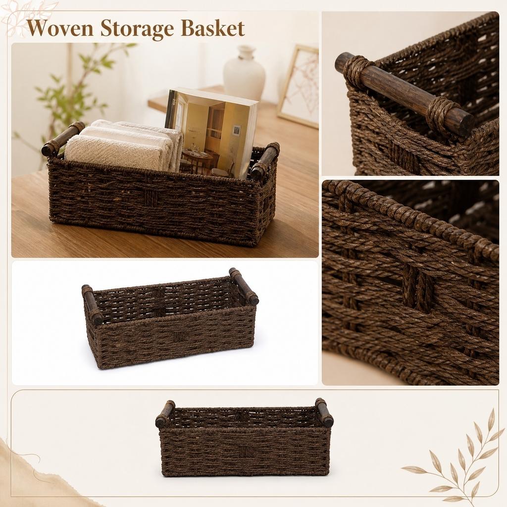 Woven Storage Basket 1 Pack - Decorative for Home Shelf and