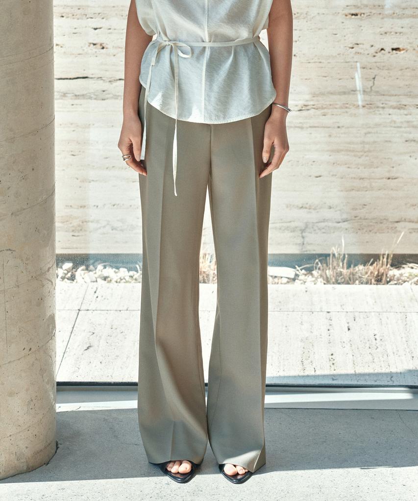 Siyajyu Sipt7202 Drape Bootcut Slacks_Khaki Brown