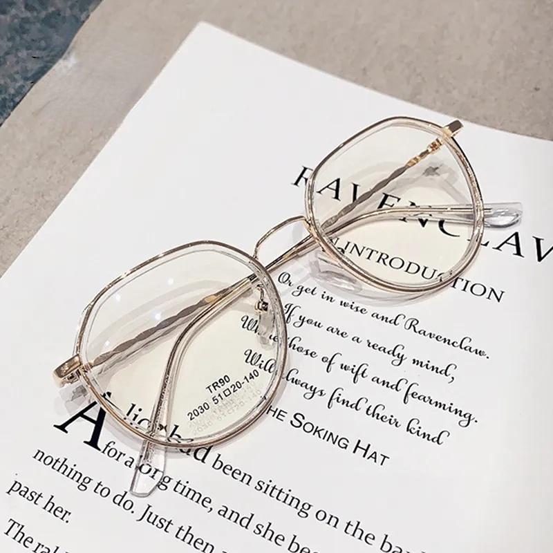 Blue Light Blocking Computer Glasses Women Men Vintage Round Metal Frame Myopia Eyeglasses Fashion Shortsighted Eyewear 0~-600